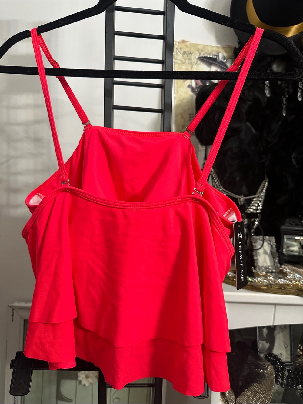 Ruffle Layered Swim Bikini Top in Hot Pink